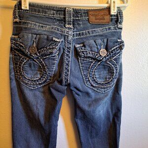 Big Star Jenae Skinny Lowrise Distressed Embroidered Flap Pocket Denim Jeans
